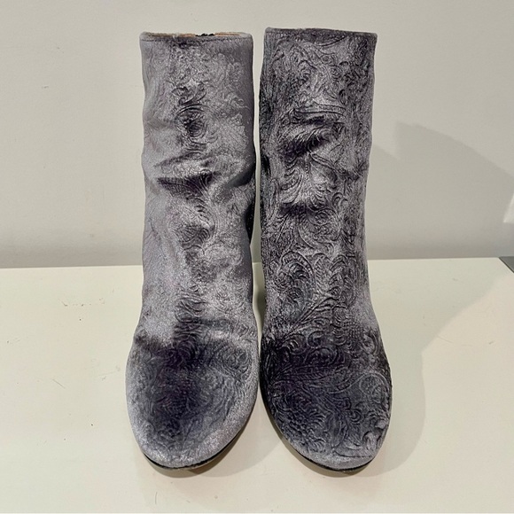 Lewit Lanzo Velvet Embossed Italian Leather Booties Grey Size 36.5 (US 6.5) - Picture 6 of 8